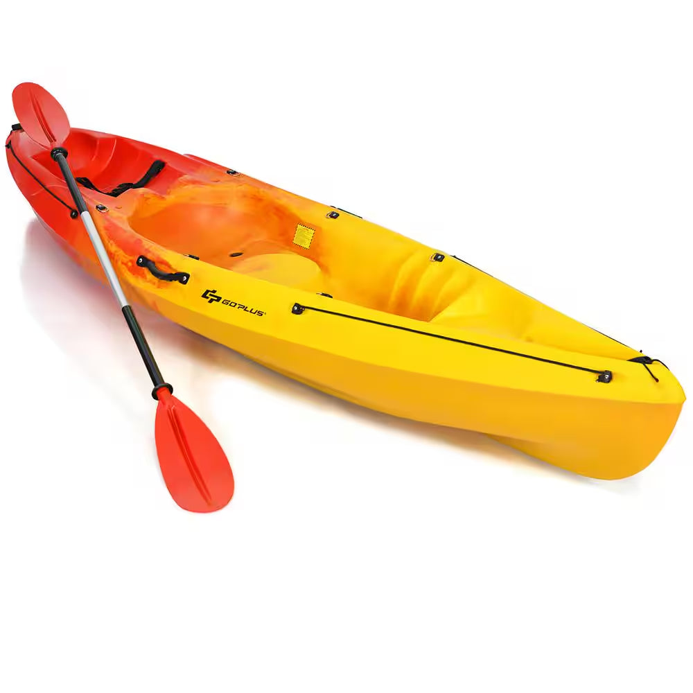 10.2 Ft. Orange Single Sit-On-Top Kayak 1-Person Kayak Boat with Detachable Aluminum Paddle