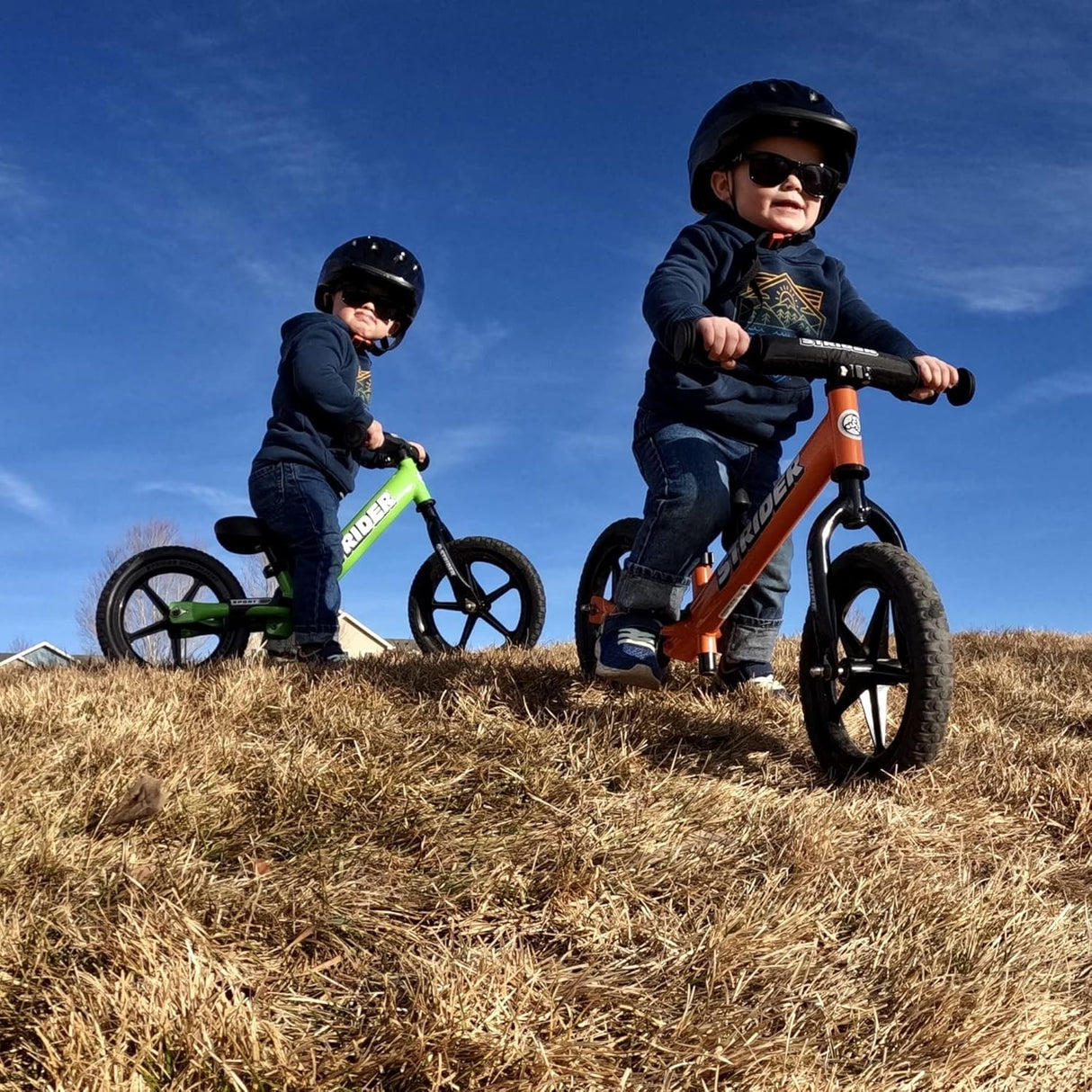 12” Sport Bike - No Pedal Balance Bicycle for Kids 1 to 4 Years - Includes Safety Pad, Padded Seat, Mini Grips & Flat-Free Tires - Tool-Free Assembly & Adjustments