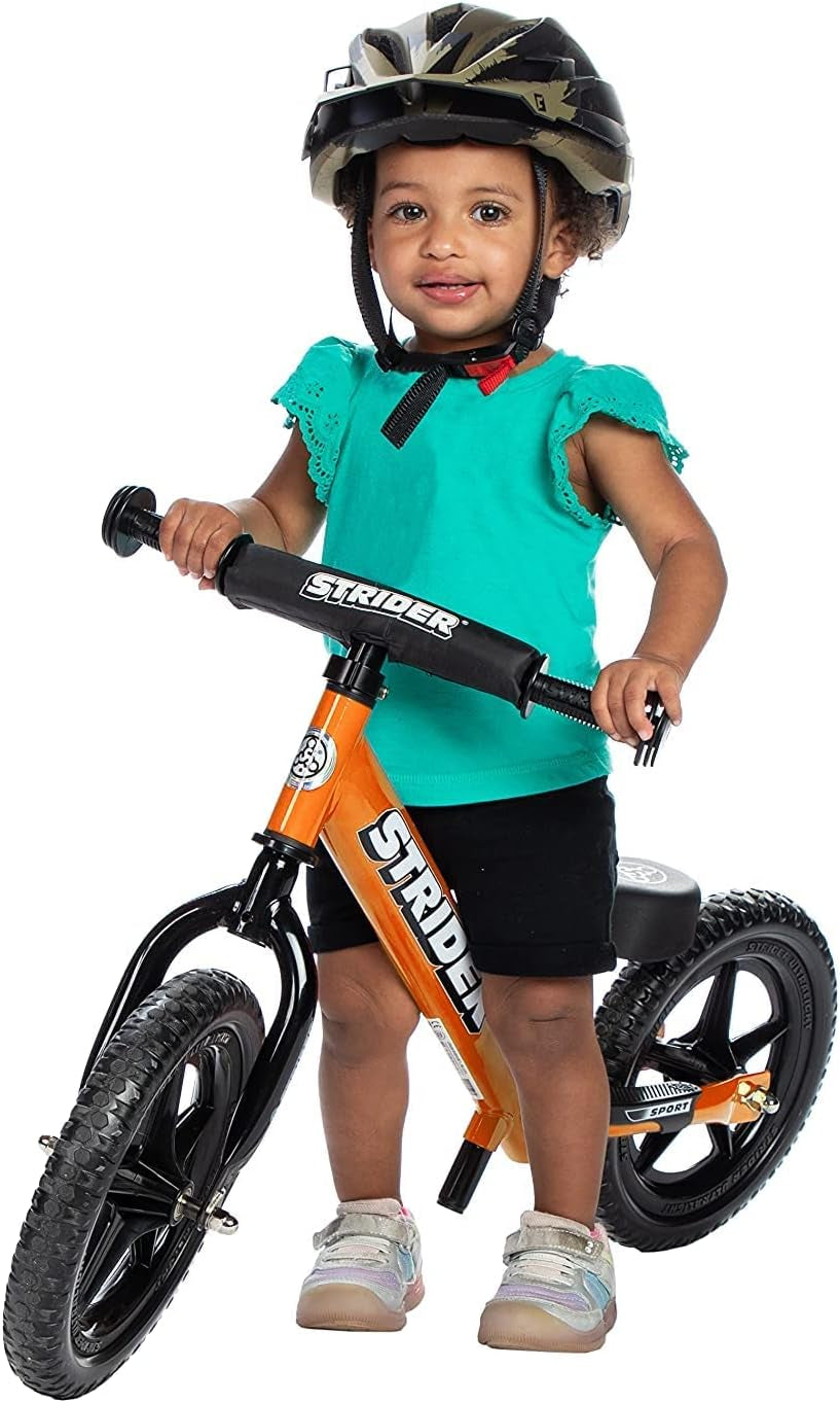 12” Sport Bike - No Pedal Balance Bicycle for Kids 1 to 4 Years - Includes Safety Pad, Padded Seat, Mini Grips & Flat-Free Tires - Tool-Free Assembly & Adjustments