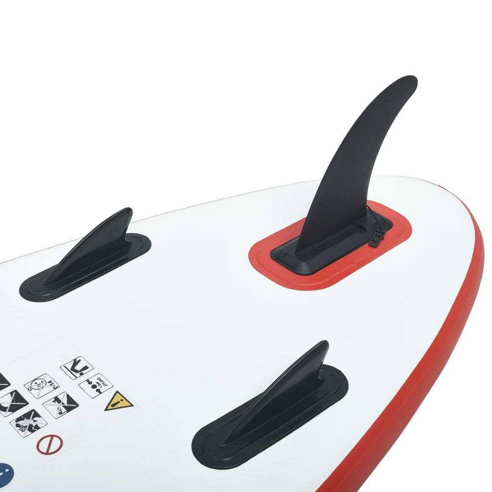 130 In. L X 28.3 In. W X 3.9 In. H White/Red Inflatable Surfboard Paddleboard Surfing Board with ISUP Accessories