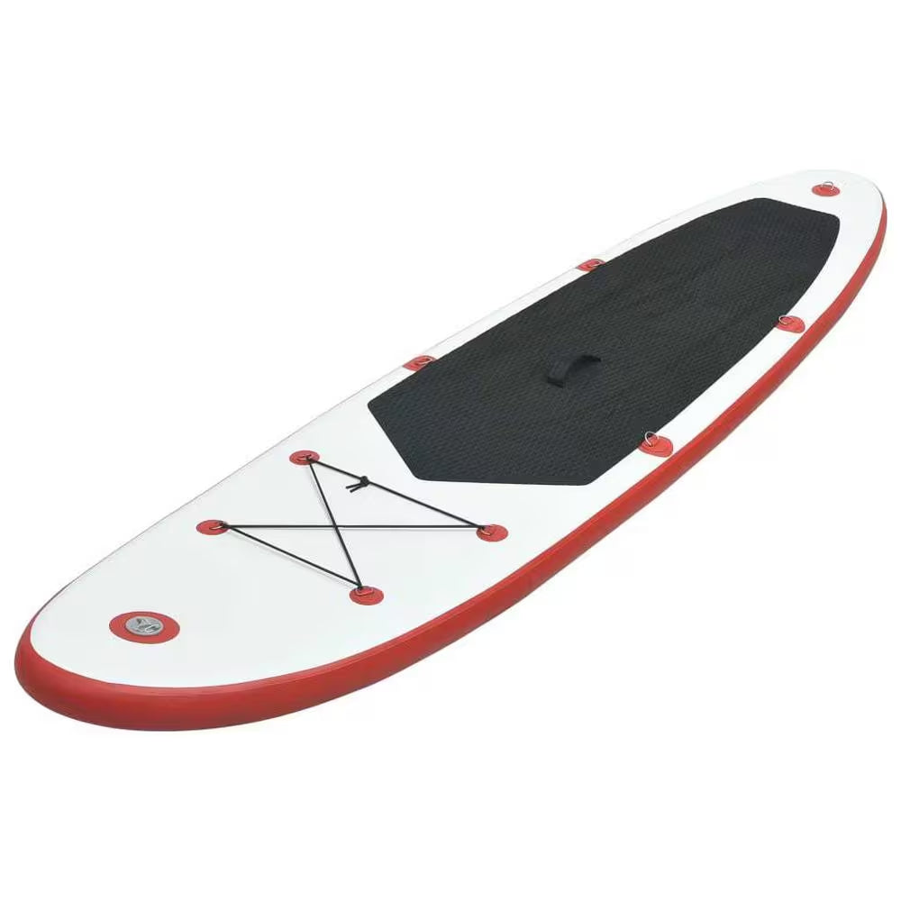 130 In. L X 28.3 In. W X 3.9 In. H White/Red Inflatable Surfboard Paddleboard Surfing Board with ISUP Accessories
