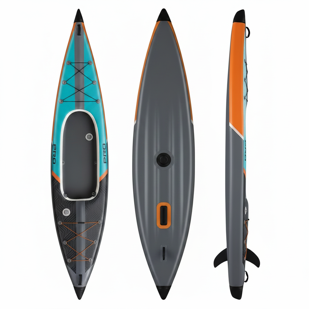 Inflatable Kayak Factory Custom Fishing Canoe Drop Stitch Rowing Solo UV Inflatable Kayak Boats with Detachable Fin