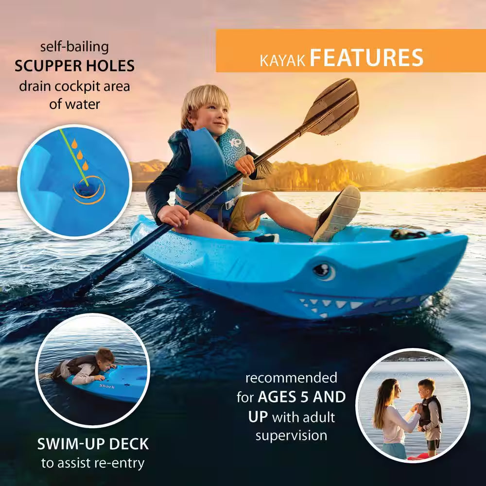 6 Ft. Blue Shark 60 Youth Kayak with Paddle