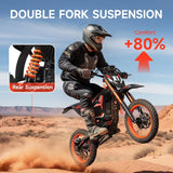 Electric Dirt Bike for Teens Adults, 4500W Peak Ebike, 60V 28.8Ah with 50MPH & 60 Miles Electric Mountain Bikes, 14"/12" Off-Road Tire E-Bike, Dual Hydraulic Brakes, Full Suspension, UL2849 Compliant