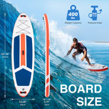 Inflatable Stand up Paddle Boards 10 Ft 5 in with Premium SUP Paddle Board Accessories, Wide Stable Design, Non-Slip Comfort Deck for Youth & Adults，Blue Orange