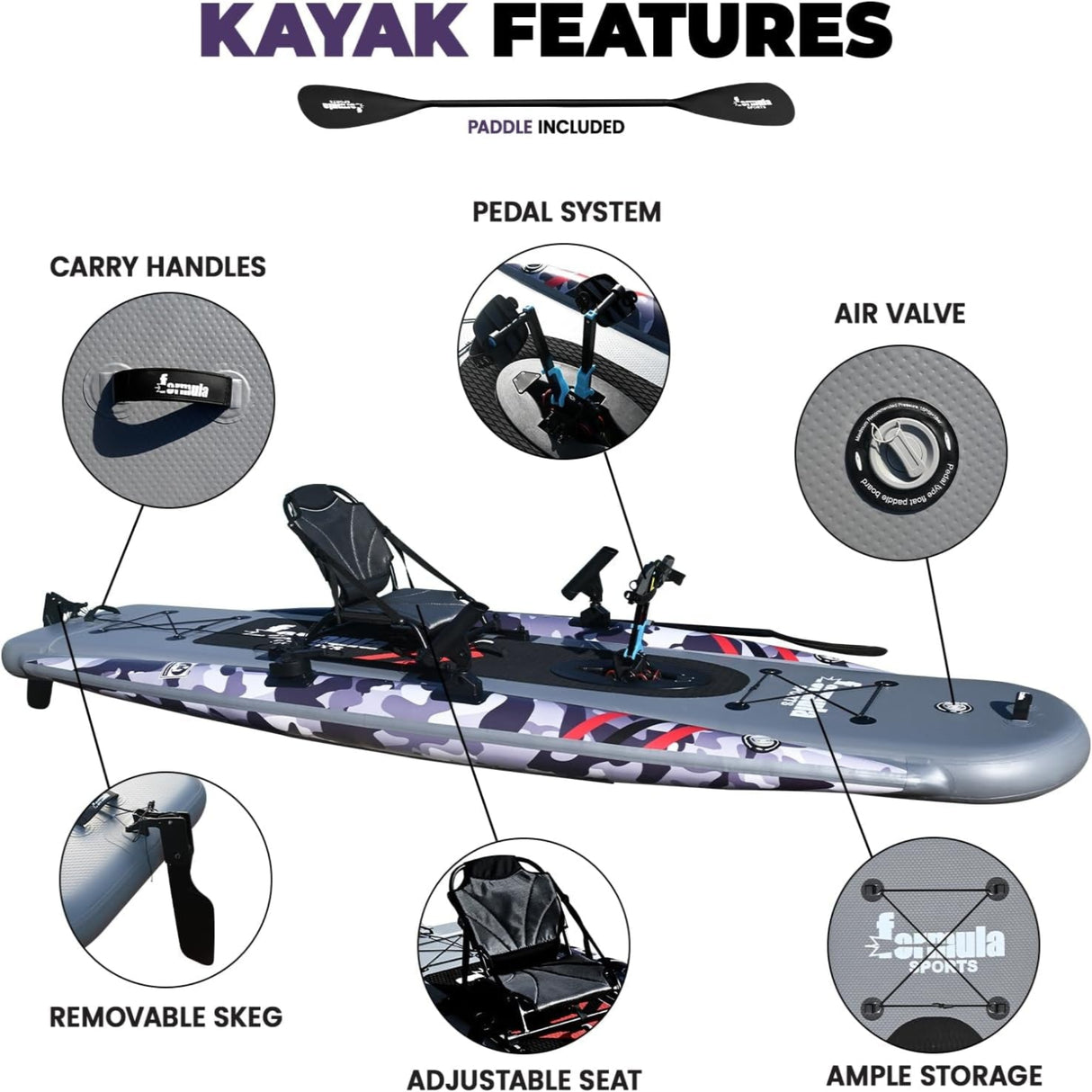 Pedal Drive Inflatable Fishing Kayak