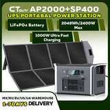 AP2000 2400W Portable Solar Generator 2048Wh Lifepo4 + 400W Flexible Solar Panel Camping Travel Portable Power Station