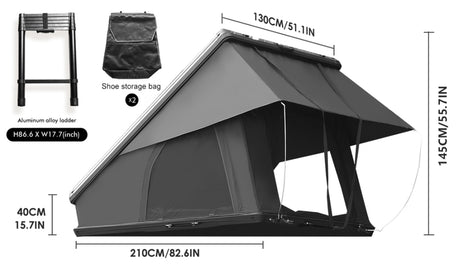 Roof Top Tent Hardshell Rooftop Tent for Van SUV Truck Car Overland Tent Camping for 2-3 Person with Ladder