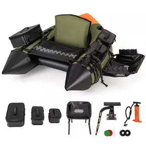 Green Inflatable Fishing Float Tube Portable Fishing Boat With3 Detachable Storage Boxes