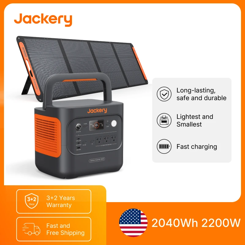 Explorer 2000V2 Portable Power Station with 200W Solar Panel,Solar Generator for Camping, Hiking, and Outdoor Energy Use